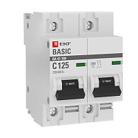 EKF Автоматический выключатель 2P 125А (C) 10kA ВА 47-100  Basic (mcb47100-2-125C-bas)