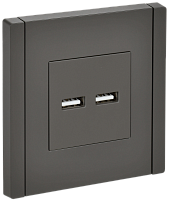 IEK FORTE&PIANO Розетка USB A+A 3,1А FP349 серый  (FP-U21-D31-K03)