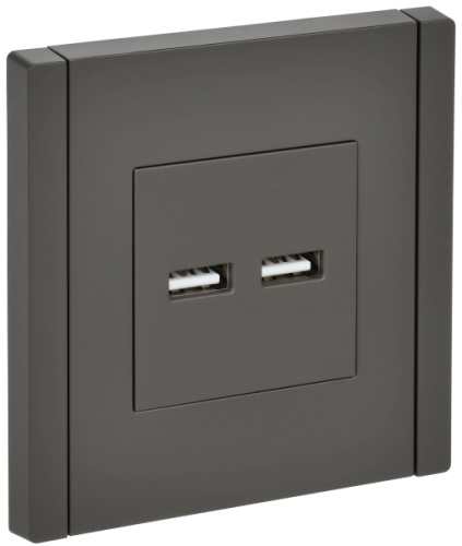 IEK FORTE&PIANO Розетка USB A+A 3,1А FP349 серый  (FP-U21-D31-K03)