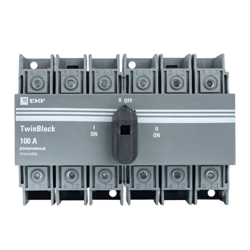 EKF Рубильник 100A 3P реверсивный c рукояткой для     прямой установки TwinBlock  (tb-s-100-3p-rev) фото 2