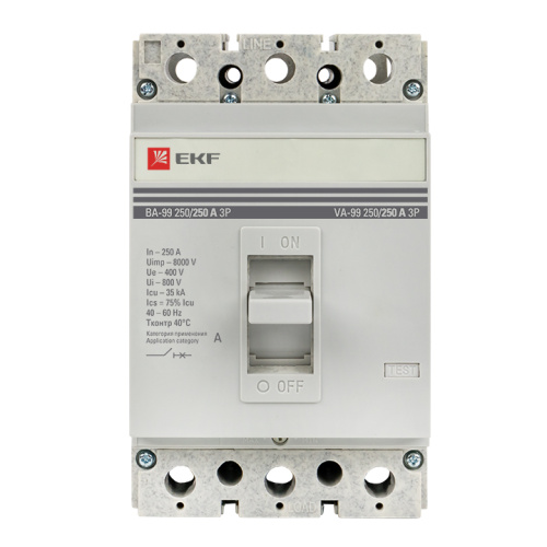 EKF Выключатель автоматический трехполюсный ВА-99/250 250А 3ф 35кА РЭ2500А (mccb99-250-250) фото 4 EKF Выключатель автоматический трехполюсный ВА-99/250 250А 3ф 35кА РЭ2500А (mccb99-250-250) фото 4