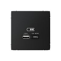 Systeme Electric ARTGALLERY USB Розетка A + тип-C 45Вт высокоскор.заряд. QC, PD, механизм, карбон (GAL001029)