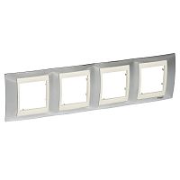 SCHNEIDER ELECTRIC Рамка 4 поста серебро с бежевой вставкой (MGU66.008.510)