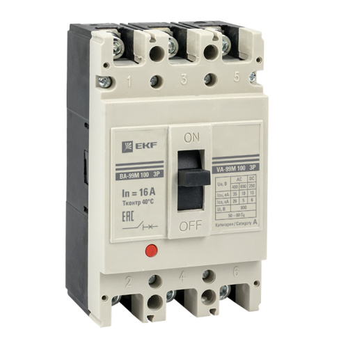 EKF Выключатель автоматический ВА-99М 100/16А 3P 35кА PROxima (mccb99-100-16m)