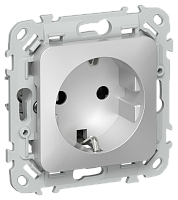 FLITE Розетка с заземлением без защитных шторок безвинтовое крепление 16А  алюминий (FI-R11-16-1-K47)