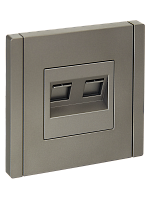 IEK FORTE&PIANO Розетка компьютерная двойная RJ45 кат.6 FP534 сталь  (FP-K20-2-K46)