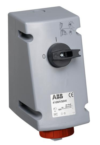 ABB Разъем 16А 3P+N+E IP67 на поверхность 415В с выключателем и блокировкой (2CMA167842R1000)
