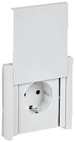 IEK FORTE&PIANO Розетка 1-местная с заземлением с защитными шторками и крышкой винтовое крепление 16А IP44 FP221 белый  (FP-R16-16-44-K01)