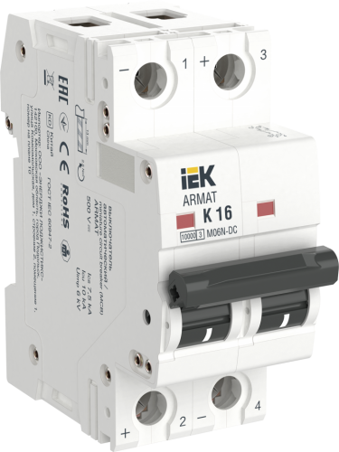 IEK ARMAT Автоматический выключатель M06N-DC 2P K 16А IEK (AR-M06N-2-K016DC)