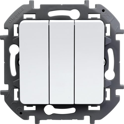 LEGRAND INSPIRIA Выключатель трехклавишный   для скрытого монтажа, цвет "Белый", увеличенный номинальный ток 20 А, напряжение ~250В. (673640) фото 2