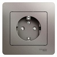 SCHNEIDER ELECTRIC GLOSSA Розетка с заземлением со шторками в сборе платина (GSL001244)