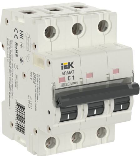 IEK ARMAT Выключатель автоматический трехполюсный C 1А M10N (AR-M10N-3-C001)