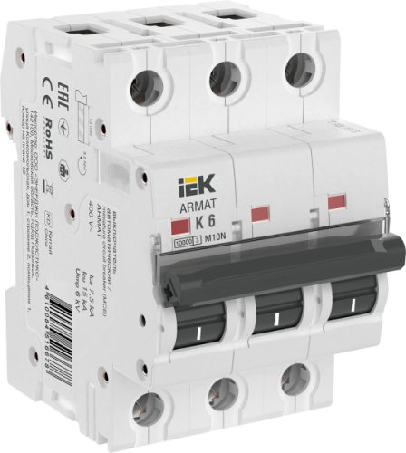 IEK ARMAT Выключатель автоматический трехполюсный M10N  K 6А (AR-M10N-3-K006)