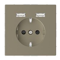 SCHNEIDER ELECTRIC Розетка Schuko MERTEN SDL с 2 USB c зарядным устройством 2.4 A сахара (MTN2366-6033)