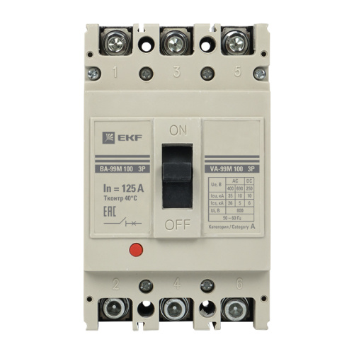 EKF Выключатель автоматический ВА-99М 100/125А 3P 35кА PROxima (mccb99-100-125m) фото 2