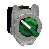 SCHNEIDER ELECTRIC Переключатель 22мм, 3 позиции, 230В, зеленый, с подсветкой, заподлицо, 1НО, 1 НЗ, металл (XB4FK133M5)