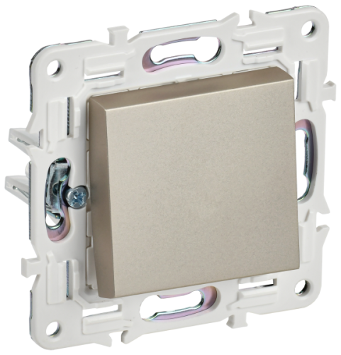 IEK SKANDY Выключатель 1-клавишный проходной 10А SK-V02Sh шампань  (SK-V12-0-10-K37)