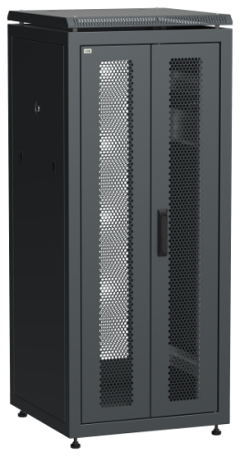 IEK Шкаф напольный сетевой 19' LINEA N 28U 600х600мм передняя распашная перфорированная дверь задняя перфорированная черный (LN05-28U66-2PP)