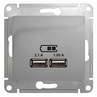 SCHNEIDER ELECTRIC GLOSSA Розетка USB в рамку алюминий 5В/2100мА (GSL000333)