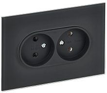 IEK SKANDY Розетка 2-местная без заземления без защитных шторок для плоской вилки 10А SK-R03G стекло графит (SK-R20-10-K53)