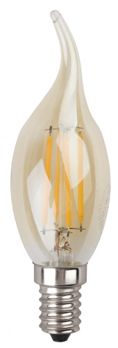 ЭРА Лампа светодиодная F-LED BXS-7W-840-E14 gold   (филамент, свеча на ветру золот, 7Вт, нетр, E14)  (10/ (Б0047008)