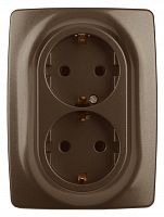 ЭРА Розетка 2X2P+E Schuko, 16A-250В, , бронза, 12-2106-13 (Б0031235)