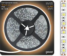 GAUSS Лента светодиодная LED 5050/60-SMD 14.4W 12V DC теплый белый IP66 5м (311000114)