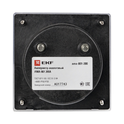 EKF Амперметр AM-A801 аналоговый на панель 80х80  (круглый вырез) 200А трансформаторное подключение (ama-801-200) фото 3