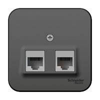 SCHNEIDER ELECTRIC Розетка BLANCA наружная двойная компьютерная RJ45, кат.5e, с изолирующей пластиной, антрацит (BLNIA045456)