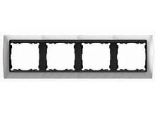 SIMON Рамка на 4 поста, S82, алюминий матовый - графит (82844-33)