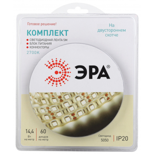 ЭРА Набор со светодиодной лентой 12В 5050kit-14,4-60-12-IP20-2700-5m  (Б0043066) фото 2