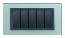 SIMON Рамка с суппортом на 5 узких модулей, S82C, серебро - алюминий (стекло) (82857-35)