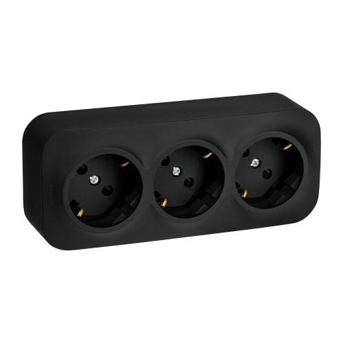 Legrand Quteo Розетка тройная с заземлением, с предварительным подключением, со шторками IP20 16А 250В винтовые зажимы, накладной монтаж - чёрный матовый (782473) фото 3 Legrand Quteo Розетка тройная с заземлением, с предварительным подключением, со шторками IP20 16А 250В винтовые зажимы, накладной монтаж - чёрный матовый (782473) фото 3