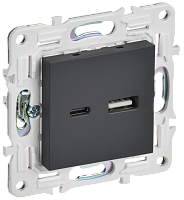 IEK SKANDY Розетка USB A+C 18Вт SK-R13G графит  (SK-U22-018-K53)