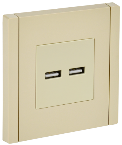 IEK FORTE&PIANO Розетка USB A+A 3,1А FP449 ваниль  (FP-U21-D31-K10)