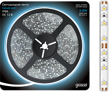 GAUSS Лента светодиодная LED 2835/60-SMD 4.8W 12V DC синий IP66 5м (311000505)