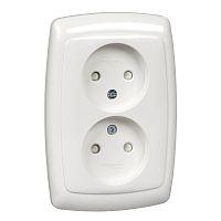 SCHNEIDER ELECTRIC РОНДО Розетка двойная скрытая белая без заземления со шторками 16А 250В (RS16-225-BI)