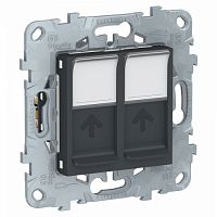 SCHNEIDER ELECTRIC Розетка UNICA NEW компьютерная RJ45 двойная категория 6 UTP антрацит (NU542454)