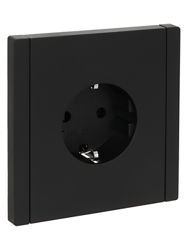 IEK FORTE&PIANO Розетка 1-местная с заземлением без защитных шторок винтовое крепление 16А FP116 черный  (FP-R11-16-K02)