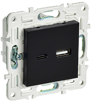 IEK SKANDY Розетка USB A+C 3,1А SK-R14Bl черный  (SK-U22-D31-K02)