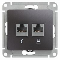 SCHNEIDER ELECTRIC GLOSSA Розетка двойная RJ11+RJ45 кат.5E графит (GSL001385)