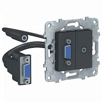 SCHNEIDER ELECTRIC Розетка UNICA NEW HD15+Minijack антрацит (NU593254)