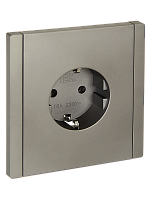 IEK FORTE&PIANO Розетка 1-местная с заземлением без защитных шторок безвинтовое крепление 16А FP514 сталь  (FP-R11-16-1-K46)