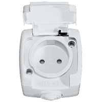 SCHNEIDER ELECTRIC РОНДО Розетка наружная с заземлением 250В 16А со шторками белая IP44 (RA16-112B-BI)