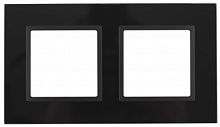 ЭРА Рамка на 2 поста, стекло,  Elegance, чёрный+антр, 14-5102-05 (Б0034492)