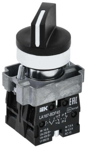 IEK Переключатель LA167-BDF45 2 полож. 1з+1р черный IEK (BSW20-BDF45-3-24-67-2-K02) IEK Переключатель LA167-BDF45 2 полож. 1з+1р черный IEK (BSW20-BDF45-3-24-67-2-K02)