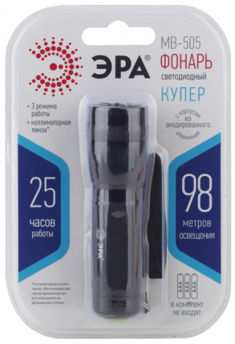 ЭРА Фонарь MB-505   универс. Купер [3Вт, алюм, 3 режима, коллиматор, 3хААА, бл] (Б0030198)