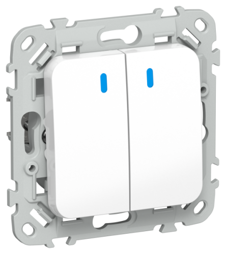 FLITE Выключатель 2-клавишный проходной с индикацией 10А ВС62-1-1- белый (FI-V22-1-10-1-K01)