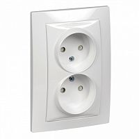 SCHNEIDER ELECTRIC UNICA Розетка двойная со шторками без заземления в сборе белая (MGU23.063.18D)