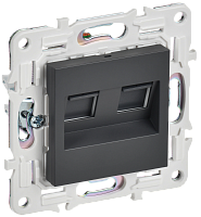 IEK SKANDY Розетка компьютерная двойная RJ45 кат.6 SK-K04T титан  (SK-K20-2-K48)